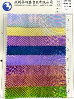 Cuir synthétique de haute qualité à motif serpent holographique, simili cuir, tissu synthétique pour la fabrication de sacs, de chaussures et d'artisanat