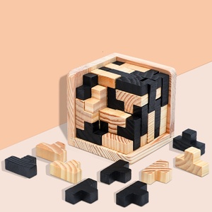 Puzzle de casse-tête Luban – Cube en bois 3D, puzzle Burr, casse-tête à emboîter – Jeu d'intelligence, jouet éducatif pour enfants et adultes – C - Product Image 3