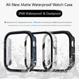 Custodia Impermeabile in Vetro Temperato All-in-One per <span class=keywords><strong>Apple</strong></span> <span class=keywords><strong>Watch</strong></span> Serie 11 9 <span class=keywords><strong>8</strong></span>, Bordo Dritto Opaco Elettroplaccato, Protezione Completa - Product Image 2