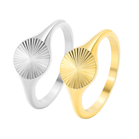 Exklusiver Damenring aus 18K Gold mit rundem Sonnendesign und Titanstreifen, dekorativer Schmuckring, erhältlich für den Großhandel auf Lager.