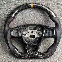 Volant de direction en fibre de carbone de style sportif personnalisé, accessoires intérieurs en alcantara noir pour les voitures Dodge Charger Challenger SRT