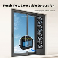 Ventilateur d'évacuation de fenêtre sans perçage, rétractable, sans installation, prise électrique multi-standard (japonaise/américaine/australienne), silencieux