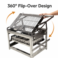 Barbecue au charbon de bois FlipOver en acier inoxydable 304, entièrement démontable, portable, pour le camping et l'utilisation en extérieur
