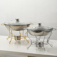 Scaldavivande Extra Large 8L Oro Argento a Alcool con Ripiani Regolabili, Coperchio in Vetro, Acciaio Inossidabile, Design Moderno, Scaldavivande Alto