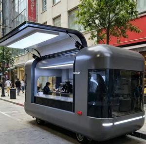 Remorque alimentaire mobile électrique jaune de style dessin animé avec auvent rétractable et <span class=keywords><strong>porte</strong></span> européenne pour restauration rapide - Product Image 3