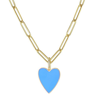 Collana 2024 su misura in acciaio inossidabile alla moda piccolo ciondolo a cuore colorato <span class=keywords><strong>con</strong></span> catena collana cuore smaltato placcato oro - Product Image 6