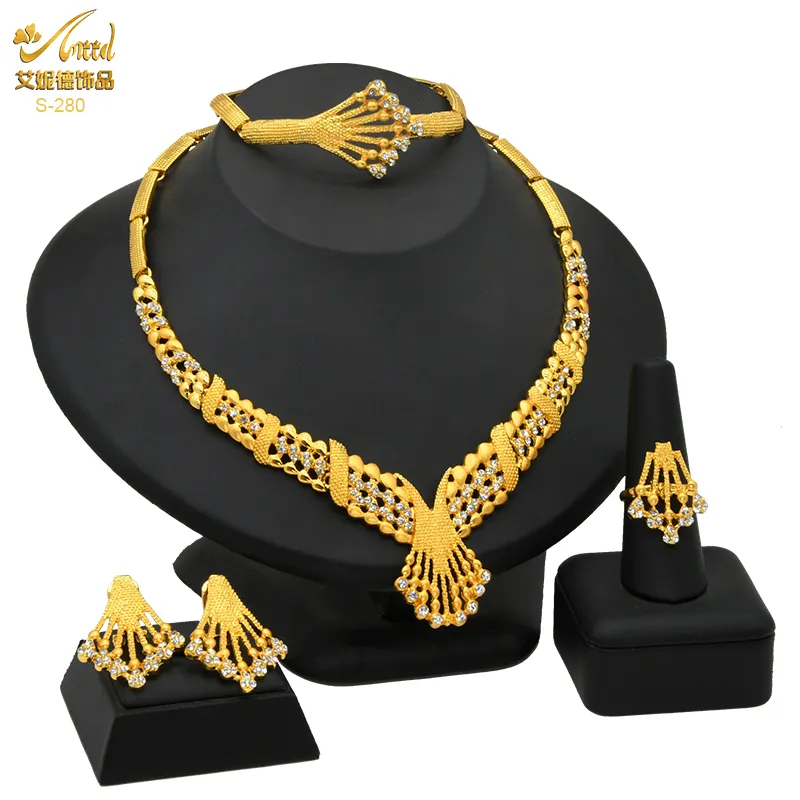 2021 18K/24K Gold Plated High Quality New Women Gold Wedding Indian Bridal Jewellery Jewelry Set Necklace