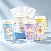 Lingettes humides miniatures en tissu non tissé doux et écologique pour femme, en boîte, avec porte-clés, vente en gros