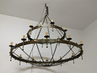 Lustre Gothique Vintage en Fer Forgé, Suspension Rustique à Deux Niveaux en Anneau, Lampe Décorative Suspendue Réglable pour Salon