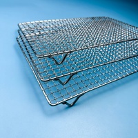 Grille de cuisson rectangulaire en acier inoxydable 304 de 1,4 mm, résistante à la rouille, avec poignée, portable, pour cuisson au charbon de bois
