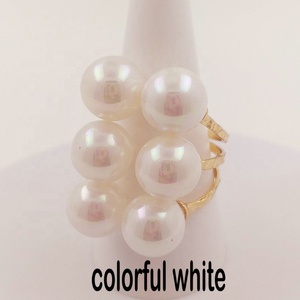 JX18 Anillo de <span class=keywords><strong>6</strong></span> perlas con 15 colores diferentes tamaños ajustables perla de concha todos los colores disponibles listo para enviar joyería hawaiana Guam - Product Image 5