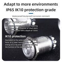 19mm 1NO/1NF bouton long soudure 5A anneau illuminé acier inoxydable métal Bouton à retour par ressort