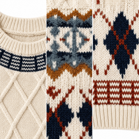 Ensemble de vêtements pour animaux de compagnie, pull en tricot torsadé Fair Isle nordique assorti pour chien et propriétaire, vente en gros personnalisée ODM OEM