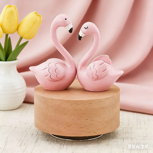 <span class=keywords><strong>Caja</strong></span> <span class=keywords><strong>Musical</strong></span> Giratoria Romántica con Flamencos, Madera de Haya, Mecanismo de 8 Tonos, Regalo Creativo para el Día de San Valentín, Superventas - Product Image 5