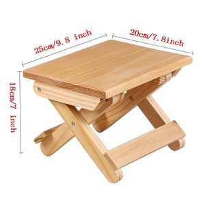 Tabouret pliant en bois massif, rectangulaire, portable, pour le camping en plein air, la pêche - Product Image 5