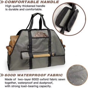Free Sample Large Canvas <b>Log</b> Tote Firewood Bag Carrier Indoor Fireplace Firewood Holder <b>Rack</b> Conveyor Carrying for Outdoor - Product Image 6