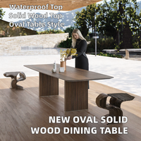 Table à manger ovale moderne en bois massif, imperméable, de type chinois, à prix attractif, pour appartement et hôtel