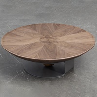 Meubles de salon Table à thé en acier inoxydable Tables basses rondes en bois de noyer au design moderne