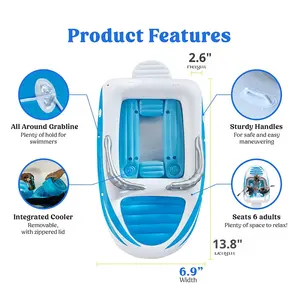 Bote Inflable de PVC para 6 Personas, de Lujo, para Entretenimiento, Ocio, Fiestas, Cruceros, Isla Flotante - Product Image 6