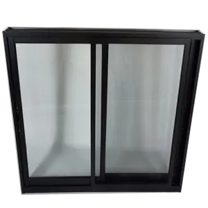 Fenêtre coulissante en verre en aluminium de conception simple isolée noire/fenêtre à battantClear/Persienne/Creuse/Isolant/Triple Lamina