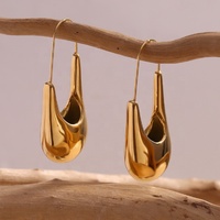 Boucles d'oreilles créoles classiques étanches en acier inoxydable plaqué or 18 carats poli pour femme