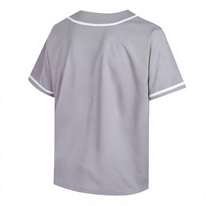 เสื้อเบสบอลสีเทาแบบยูนิเซ็กซ์ แขนครึ่งตัว ติดกระดุมด้านหน้า ซับเหงื่อได้ดี สีพื้น สำหรับผู้ใหญ่ ชุดกีฬา UPF 50 ไซส์พลัส - Product Image 2