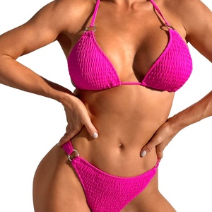 Maillot de bain de luxe personnalisé à col en V, ensemble 2 pièces, bikini string sexy, maillot de bain fitness, vêtements de plage, noir - Product Image 3