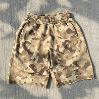 Pantalones Cortos de Felpa Francesa Vintage de Alta Calidad, Diseño Personalizado con Estampado de Camuflaje