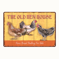 Pancarte en métal vintage avec motifs de ferme (porc, canard, œufs frais, lait, poulet joyeux) pour décoration murale de maison et magasin, plaque en étain rétro AL006