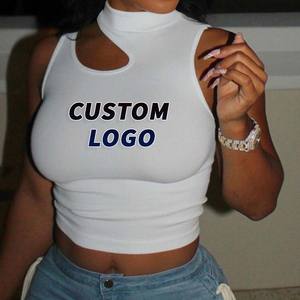 Débardeurs sexy en tissu gaufré pour femmes, taille XS, haut court uni en tricot avec corsage croisé ajouré, style doux côtelé - Product Image 2