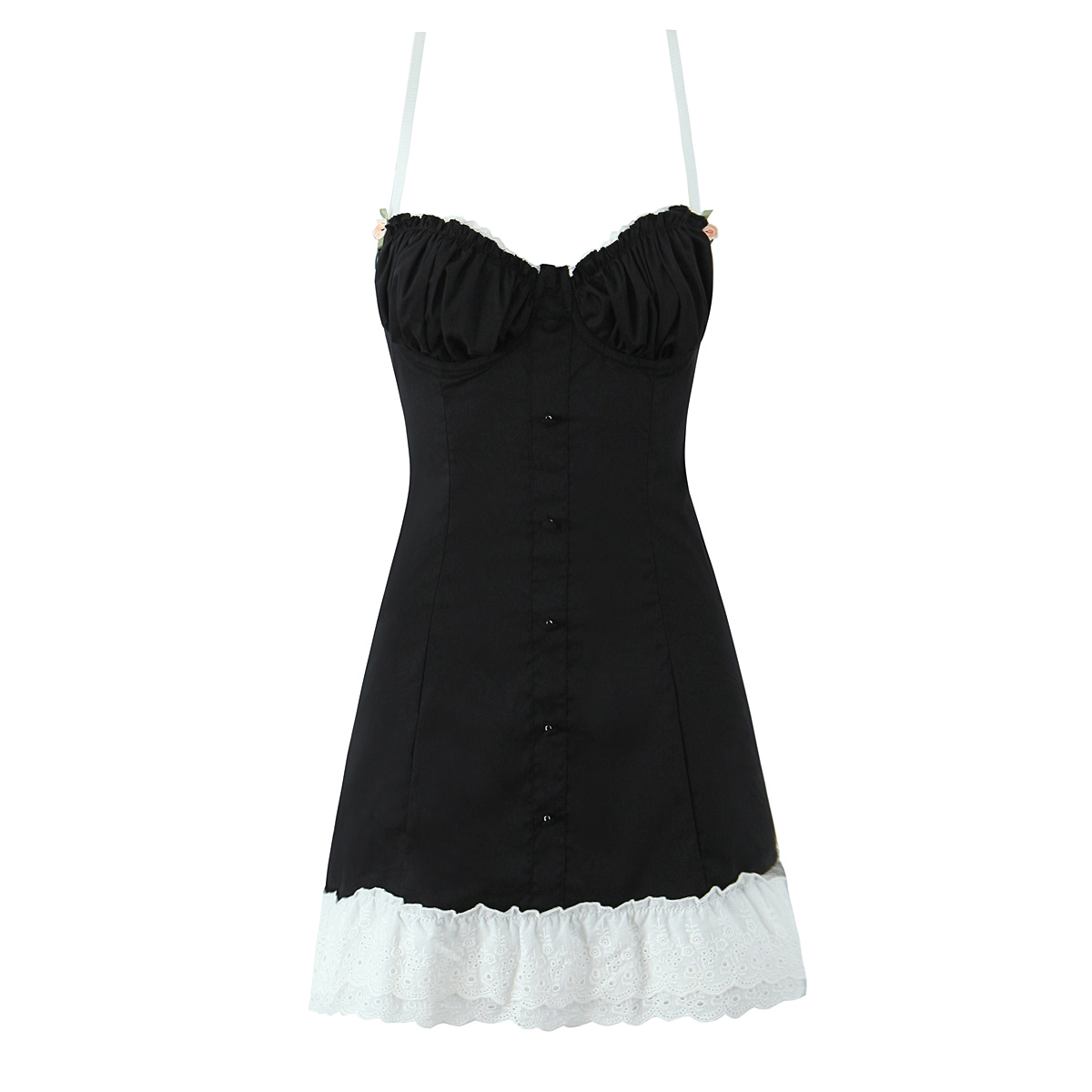 Mini Black and White Dress - Ladies Patchwork Mini Dress - Vintage Style