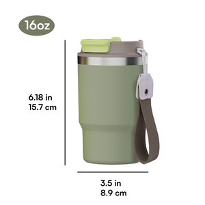 2024新製品12/16oz漏れ防止二重壁ステンレス鋼真空断熱コーヒートラベルタンブラー、2 in1蓋付き - Product Image 6