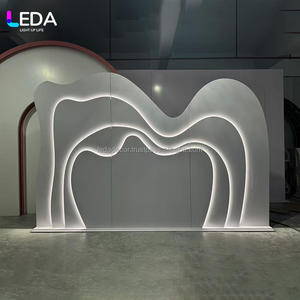LEDA New Design Custom Multi- layer <b>White</b> <b>Acrylic</b> with Light Strips Backdrop Arch for Wedding Stage Events Decoration - Product Image 1