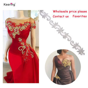 Le celebrità africane <span class=keywords><strong>Online</strong></span> cuciono a caldo su Applique in argento oro rosa con fiori di strass per WRA-304 di abbigliamento - Product Image 6