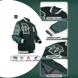 Veste universitaire unisexe en coton avec logo personnalisé sur le devant, tissu tricoté de qualité supérieure, col en V, logo brodé - Product Image 4