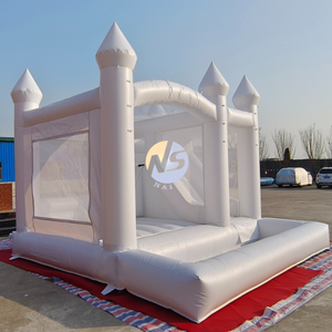 <span class=keywords><strong>Castillo</strong></span> <span class=keywords><strong>inflable</strong></span> blanco de calidad comercial para bodas, directo de fábrica, con tobogán y área de juegos con pelotas para fiestas. - Product Image 5