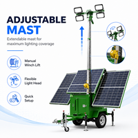 Projecteur de sécurité mobile sur remorque DDP Factory 7M, avec mât télescopique rotatif à 360 degrés et générateur solaire