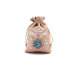 Custom Eco-Friendly Christmas Linen <b>Drawstring</b> Gift Bag Candy Storage Packaging <b>Pouch</b> & Bag for Party Favors - Product Image 4