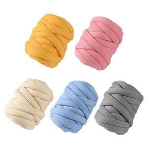 High Quality <b>Giant</b> 2cm Cool Feeling Polyester Dyed Tube <b>Yarn</b> Hand Knitting Chunky Braid Anti-static OE Technics Machine Washable - Product Image 1
