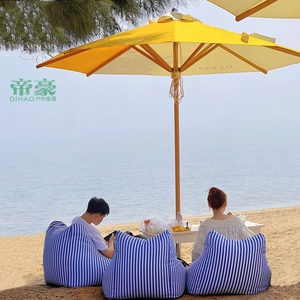Parasol d'extérieur en tissu réglable avec logo personnalisé pour cour, bord de mer, plage, café commercial, colonne centrale - Product Image 6