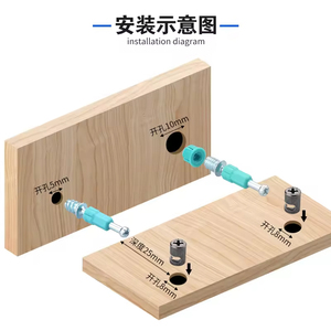 Système de connexion de meubles trois-en-un durable de 8 mm, connecteurs à roue excentrique en fer et nylon, supports d'étagère GQK - Product Image 6