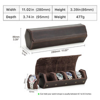 Boîte de rangement pour montres en cuir rétro à 4 emplacements, boîte de voyage pour montres, organisateur de rangement pour montres, boîte à montres en cuir Crazy Horse de luxe, personnalisable