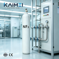 Cilindro de Gas de Trifluoruro de Nitrógeno NF3 de Grado Electrónico 99.99% 4N, Acero, 47L, 20kg, Válvula DISS640, Estándar ISO9809, UHP