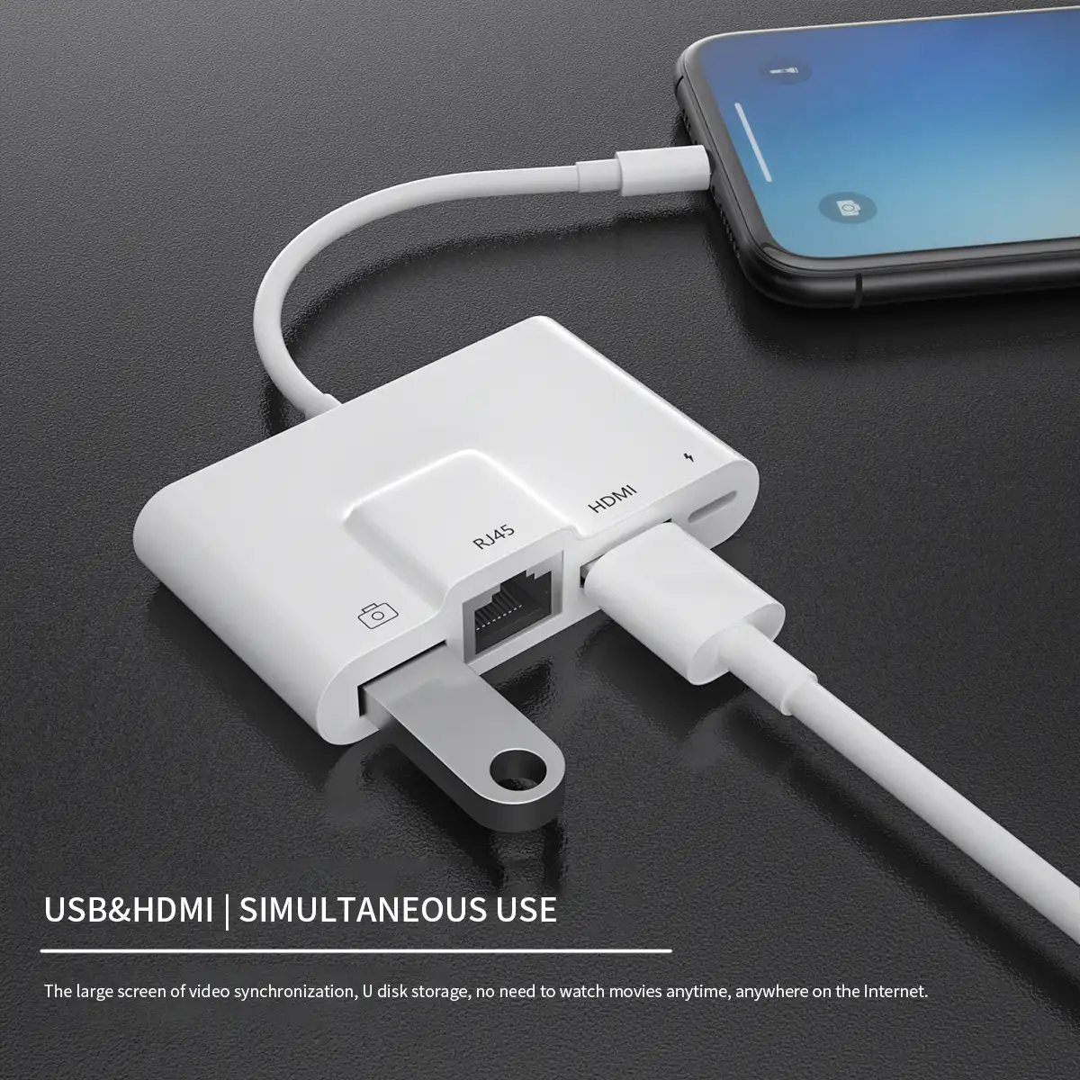 Usb Ethernet Iphone Lighting To OTG Card Reader Adaptor USB Rj45 Ethernet Connector HDMI-Compatible 4K Digital AV Adapter For IPhone