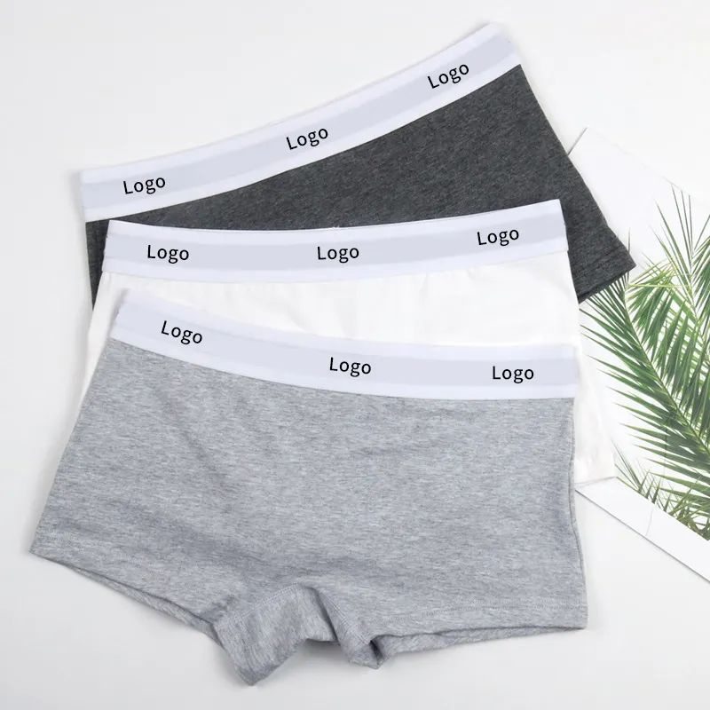 Benutzer definierte Marke Logo OEM Benutzer definierte Slips Mid Rise Frauen Boxer Baumwolle Private Label Höschen Unterwäsche Slips für Mädchen