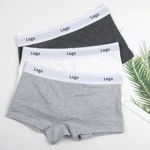 Custom Brand Logo OEM Custom Briefs Mid Rise Women Boxer Cotton Private Label Panties Underwear Briefs For Girls