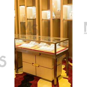 Nhà máy tùy chỉnh LED ánh sáng MDF kim loại nhôm hiển thị tủ tường kính đứng đồ trang sức bằng gỗ sản phẩm cửa hàng trung tâm showroom - Product Image 5