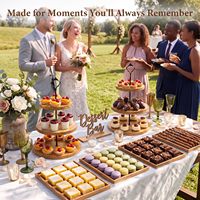 Ensemble de présentoir à dessert en bois 6 pièces, ensemble de présentoir à cupcakes à 3 niveaux avec plateaux de service, présentoir à dessert rustique, ensemble de présentoir à gâteaux