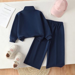 Completo Invernale <span class=keywords><strong>Blu</strong></span> Reale per Bambine 4-7 Anni: <span class=keywords><strong>Felpa</strong></span> con Mezza Zip e Pantaloni a Gamba Larga - Product Image 2
