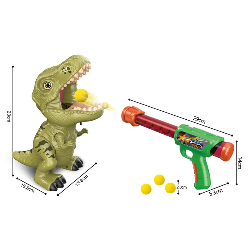 Interaction jeu d'alimentation balle en mousse EVA pistolet de tir jouet dinosaure tir air tir pistolets pistolet en plastique pour les enfants